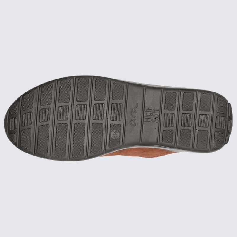 Baskets Ara, baskets à zip tendance femme en cuir nubuck marron