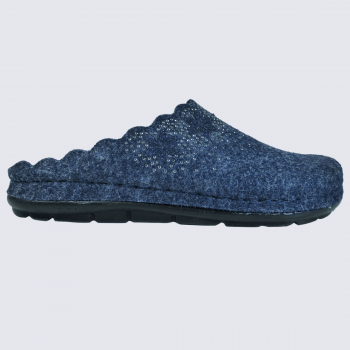 Mules Rohde, mules à strass femme en feutre bleu océan