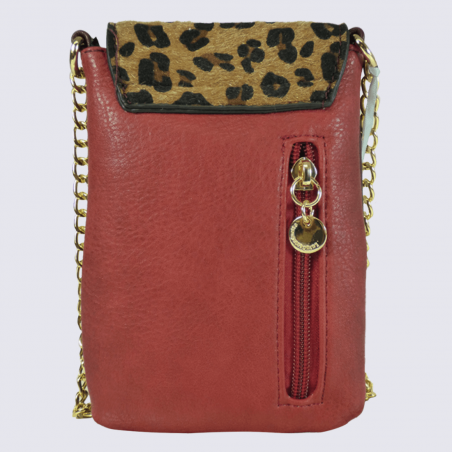 Sac pour téléphone Lulu Castagnette, sac pour téléphone motif léopard femme rouge