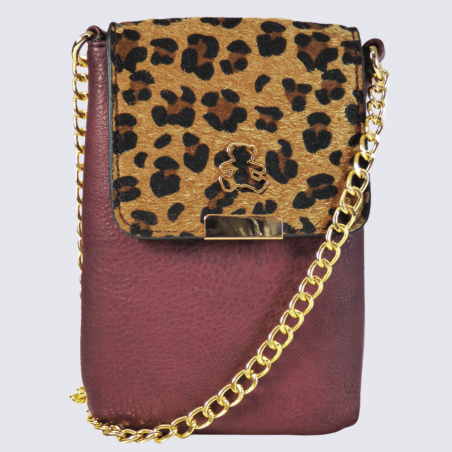 Sac pour téléphone Lulu Castagnette, sac pour téléphone motif léopard femme rouge