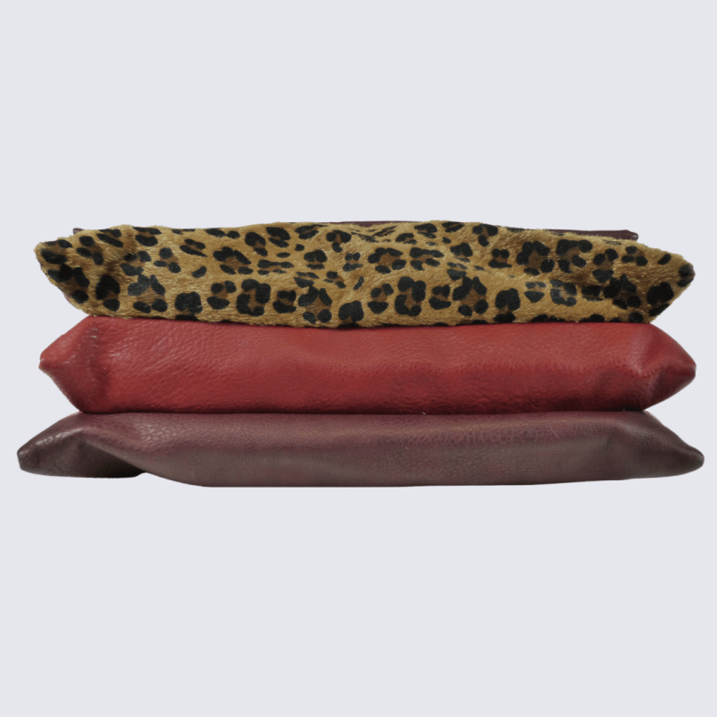 Sac à bandoulière Lulu Castagnette, sac à bandoulière motif léopard femme bordeaux