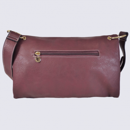 Sac à bandoulière Lulu Castagnette, sac à bandoulière motif léopard femme bordeaux