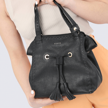 Sac à main Etrier, sac à main élégant femme en cuir noir