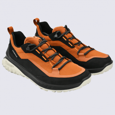 Baskets Ecco, baskets de randonnée pour homme en cuir orange/noir