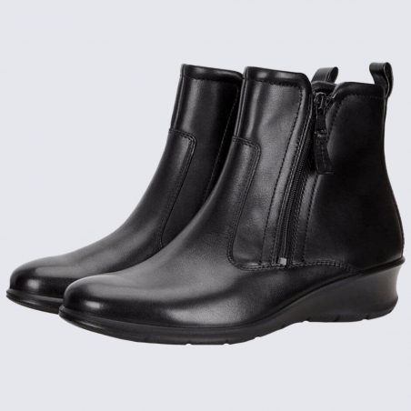 Bottines Ecco, bottines élégantes femme en cuir lisse noir