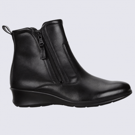 Bottines Ecco, bottines élégantes femme en cuir lisse noir