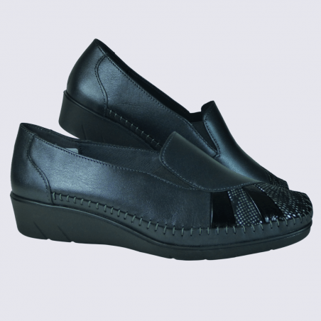 Chaussures Arima, chaussures slip-on femme en cuir noir