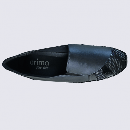 Chaussures Arima, chaussures slip-on femme en cuir noir