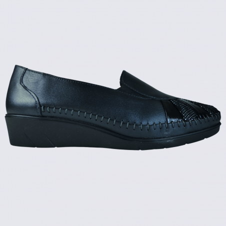 Chaussures Arima, chaussures slip-on femme en cuir noir