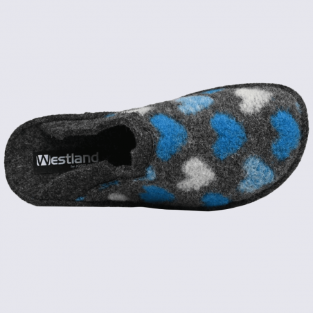 Mules Westland by Josef Seibel, mules confortables motif cœur femme en laine bleu