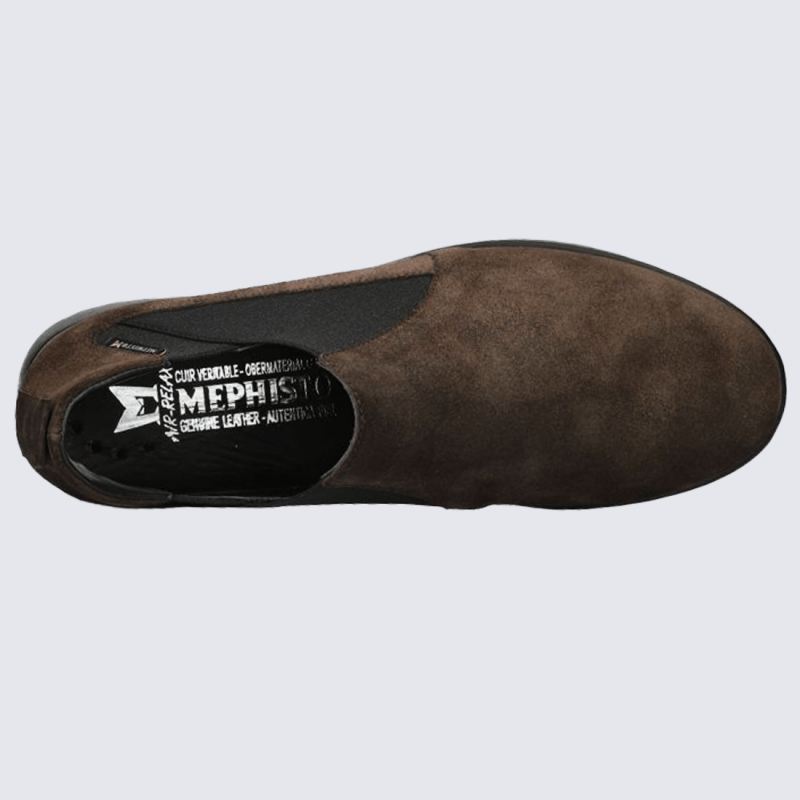 Chaussures Mephisto, chaussures compensées femme en cuir brun foncé