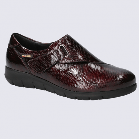 Chaussures Mobils, chaussures confortables femme en cuir lisse chianti