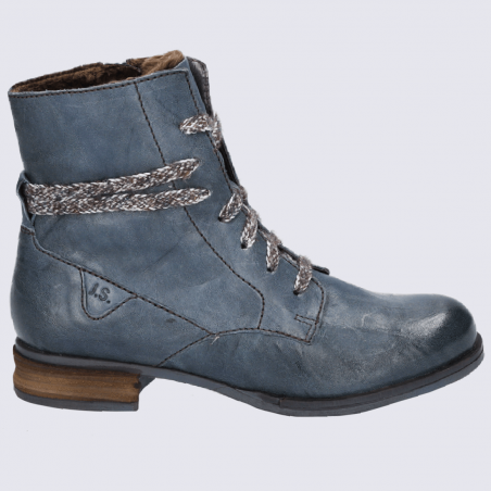 Bottines Josef Seibel, bottines à lacets femme en cuir azur