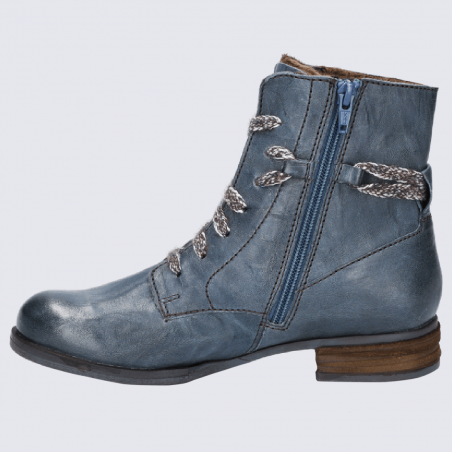 Bottines Josef Seibel, bottines à lacets femme en cuir azur