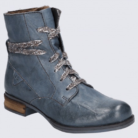 Bottines Josef Seibel, bottines à lacets femme en cuir azur