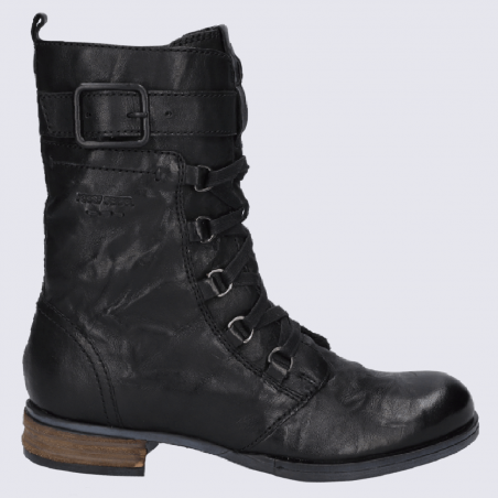 Bottines Josef Seibel, bottines à lacets femme en cuir noir