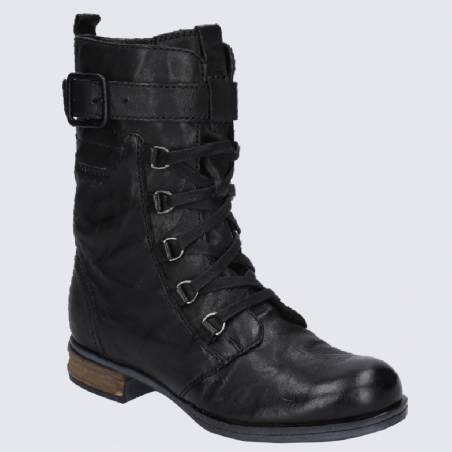 Bottines Josef Seibel, bottines à lacets femme en cuir noir