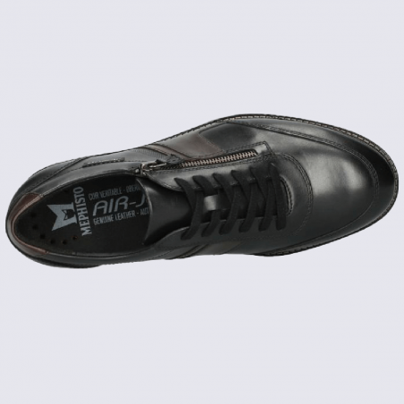 Chaussures Mephisto, chaussures à lacets et zip homme en cuir lisse noir