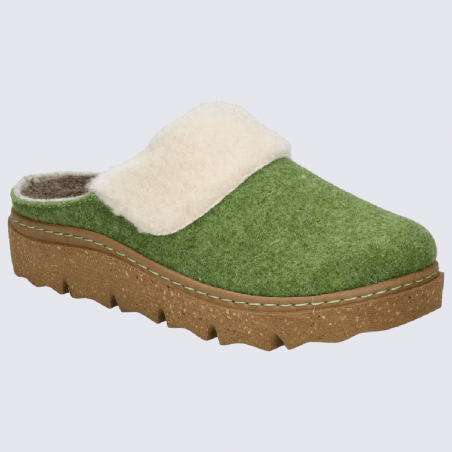 Mules Westland by Josef Seibel, mules avec fausse fourrure en feutre de laine vert