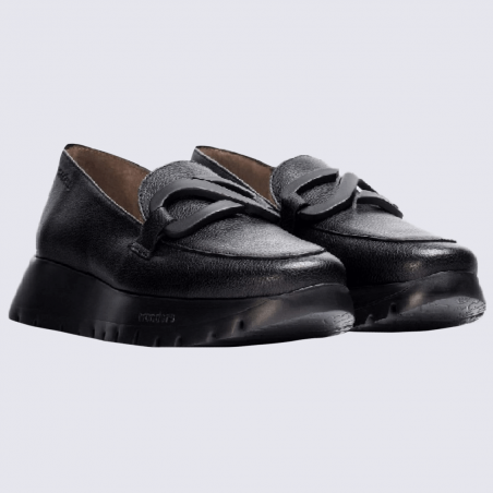 Mocassins Wonders, mocassins tendances femme en cuir noir