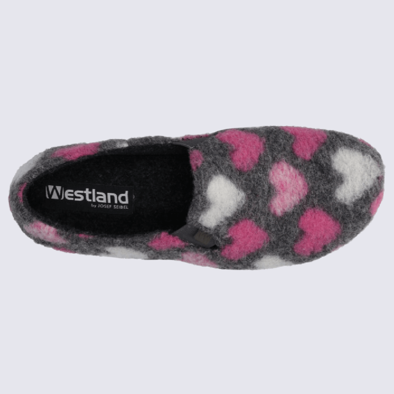 Chaussons Westland by Josef Seibel, chaussons chauds femme en feutre cœur rose
