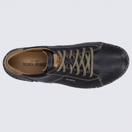 Chaussures Josef Seibel, chaussures basses à lacets femme en cuir bleu marine