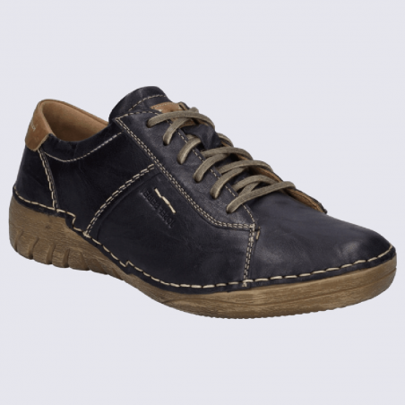 Chaussures Josef Seibel, chaussures basses à lacets femme en cuir bleu marine