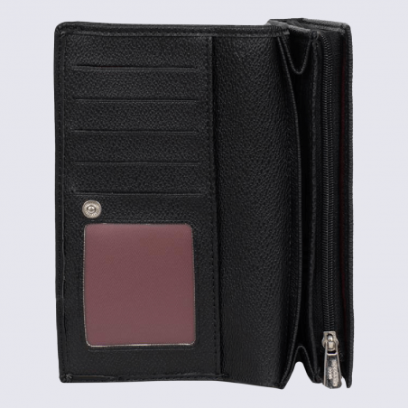 Portefeuille long Hexagona, portefeuille long stop RFID femme noir