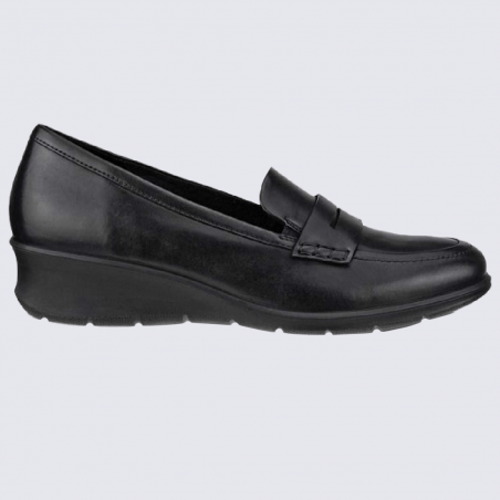 Mocassins Ecco, mocassins élégants et confortable femme en cuir lisse noir