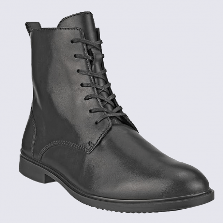 Bottines Ecco, bottines élégantes et confortables femme en cuir lisse noir