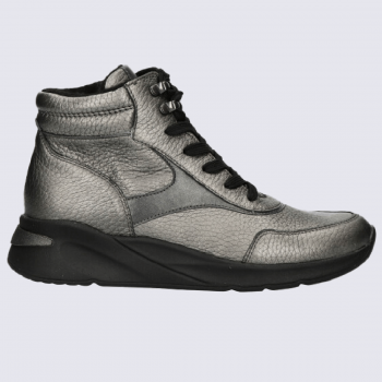 Baskets montantes Waldlaufer, baskets montantes confortables femme en cuir argenté