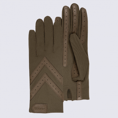 Gants Isotoner, gants femme en tissu extensible recyclé vert olive