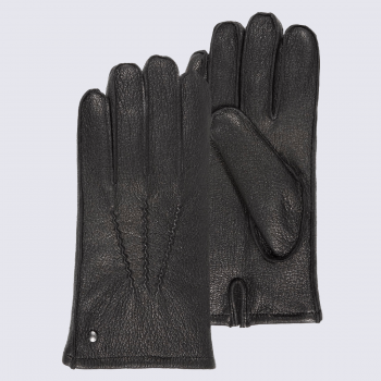 Gants Isotoner gants tactiles doubles homme en cuir noir Igert Chaussures Maroquinerie