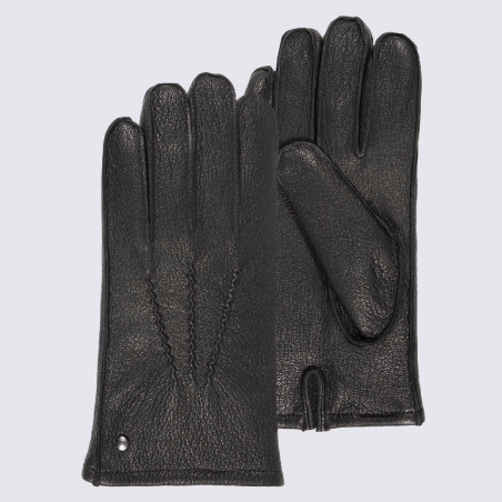 Gants Isotoner, gants homme en cuir de chèvre noir