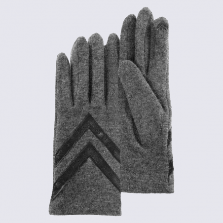 Gants Isotoner, gants tactiles femme en laine gris chiné