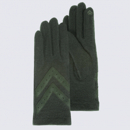 Gants Isotoner, gants tactiles femme en laine vert sapin