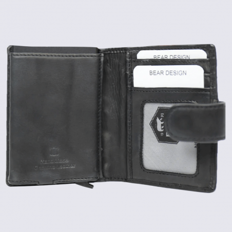 Petit portefeuille Bear, petit portefeuille et porte-cartes en cuir noir