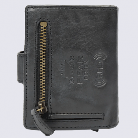 Petit portefeuille Bear, petit portefeuille et porte-cartes en cuir noir