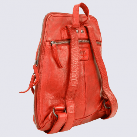 Sac à dos Bear, sac à dos intemporel pour femme en cuir rouge