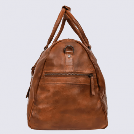 Sac week-end Bear Design, sac week-end Ruben unisexe en cuir cognac