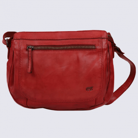 Sac à bandoulière Bear, petit sac à bandoulière femme en cuir rouge