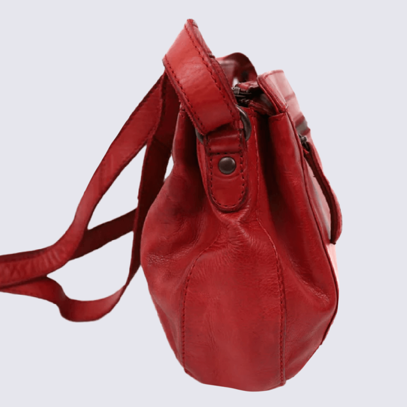 Sac à bandoulière Bear, petit sac à bandoulière femme en cuir rouge