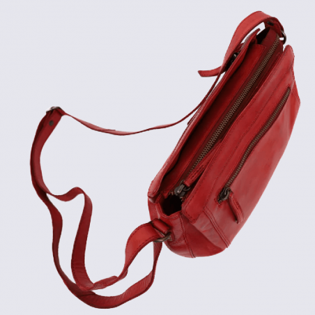 Sac à bandoulière Bear, petit sac à bandoulière femme en cuir rouge