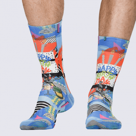 Chaussettes Wigglesteps, chaussettes à motif the Wall Berlin homme bleu