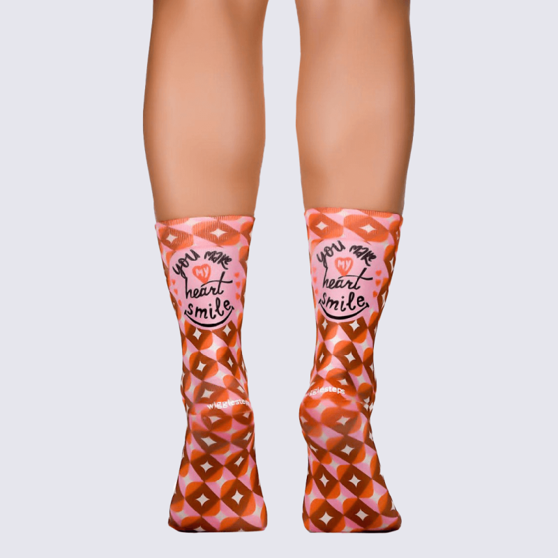 Chaussettes Wigglesteps, chaussettes Love femme en coton bion rose