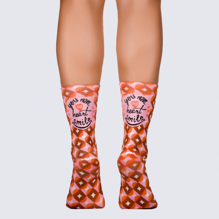 Chaussettes Wigglesteps, chaussettes Love femme en coton bion rose