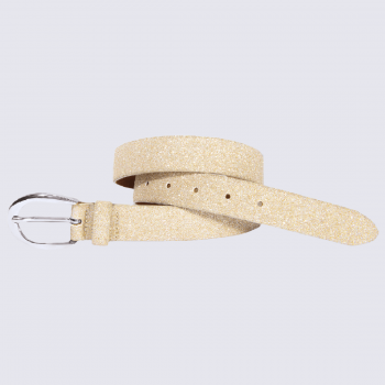 Ceinture Bernd Götz, ceinture brillante femme en cuir de vachette doré