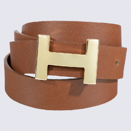 Ceinture Bernd Götz, ceinture élégante femme en cuir de vachette cognac