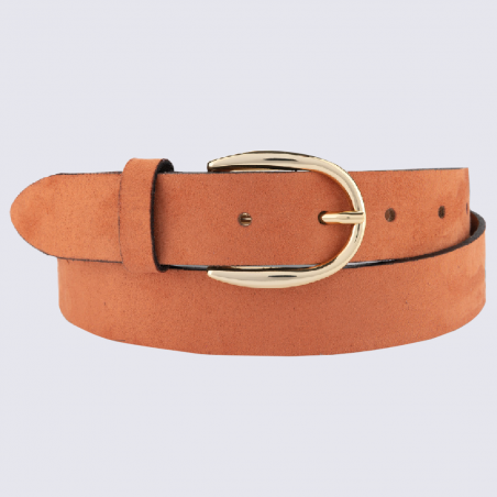 Ceinture Bernd Götz, ceinture tendance femme en cuir de vachette velours orange