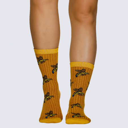 Chaussettes Wigglesteps, chaussettes femme motif abeilles en bambou miel